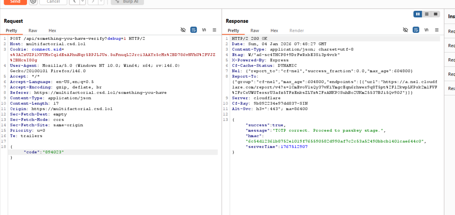 Debug Response in Burp Suite