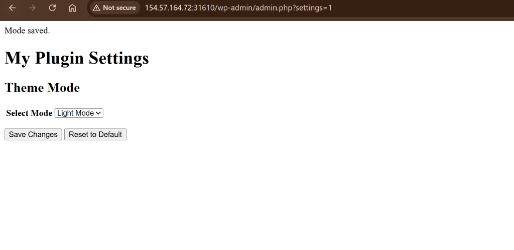 Plugin Settings Page