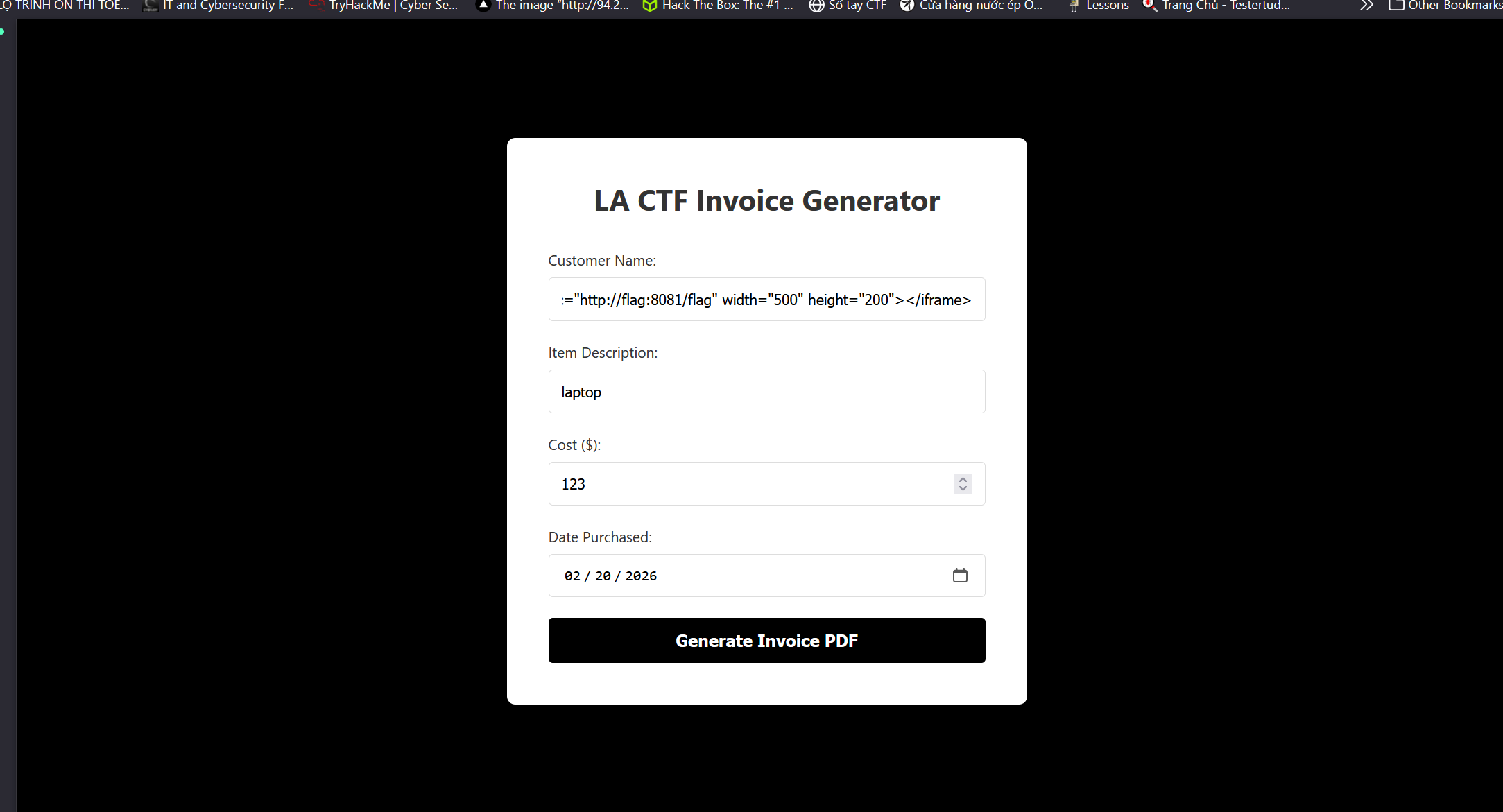 Generated Invoice with Flag